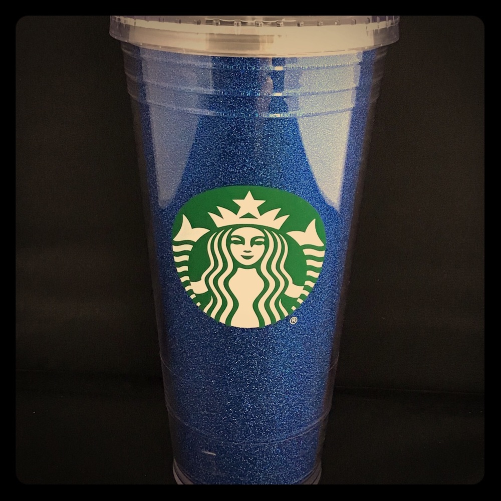 Starbucks Grande Blue Glitter 16 oz Tumbler Cup